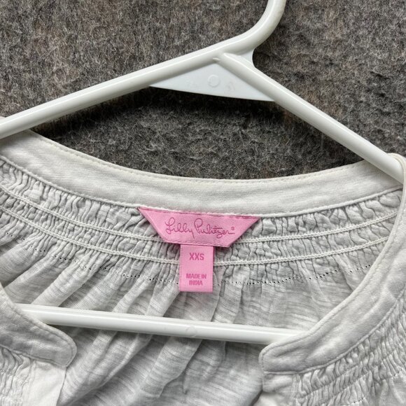 Lilly Pulitzer Shirt Top Womens XXS White Sleeveless Linen Smocked Lightweight - Picture 6 of 9